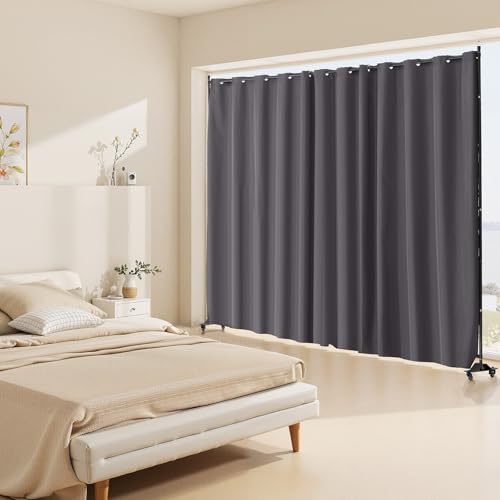 VEVOR Room Divider, Portable Panel Room Divider with Wheels Curtain Divider Stand, Freestanding Room Divider Privacy Screen for Office, Bedroom, Dining Room, Study, Gray VEVOR