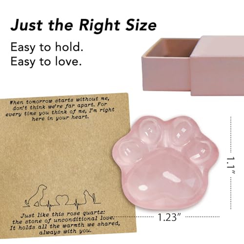 Pet Loss Sympathy Gift โ Rose Quartz Heart Crystal with Memorial Card, In Loving Memory Keepsake, Healing Crystal for Dog Loss, Bereavement Support Gift, Pocket Hug for Easter Comfort (Pet Loss)