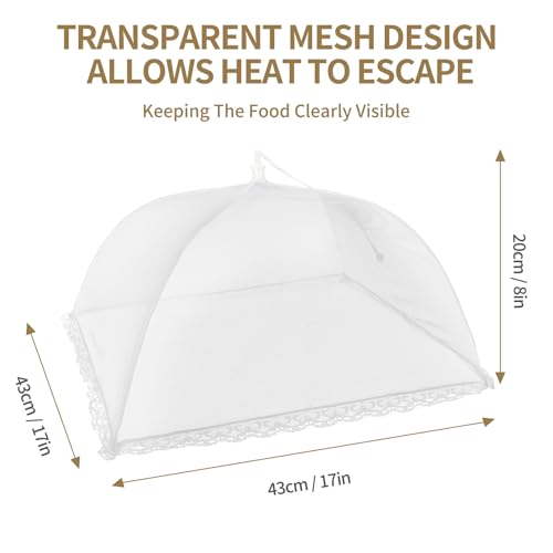 NEPAK 6 Large and Tall Food Covers, 17"x17" Food Tents Food Covers for Outdoors,Pop-up Mesh Food Covers Nets for Outside,Screen Tents,Parties Picnics, BBQ,Reusable and Collapsible NEPAK