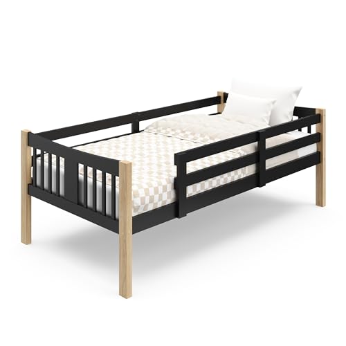Storkcraft Caribou Twin-Over-Twin Bunk Bed (Black with Natual) – GREENGUARD Gold Certified, Converts to 2 Individual Twin Beds Storkcraft