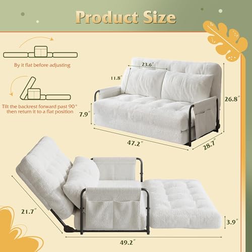 WLIVE Futon Sofa Bed, Floor Chair with Adjustable Backrest, Bean Bag Bed for Adults, with Armrest, Pillow, Low Profile for Living Room, Reading, Bedroom, Loveseat, Grey WLIVE