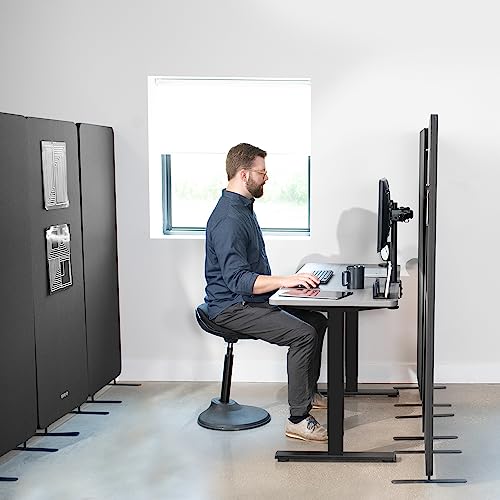 VIVO Freestanding 72 x 66 inch Privacy Panel, Cubicle Divider, Acoustic Wall Partition, x3 24 inch Panels, Dark Gray, PP-3-T072D VIVO