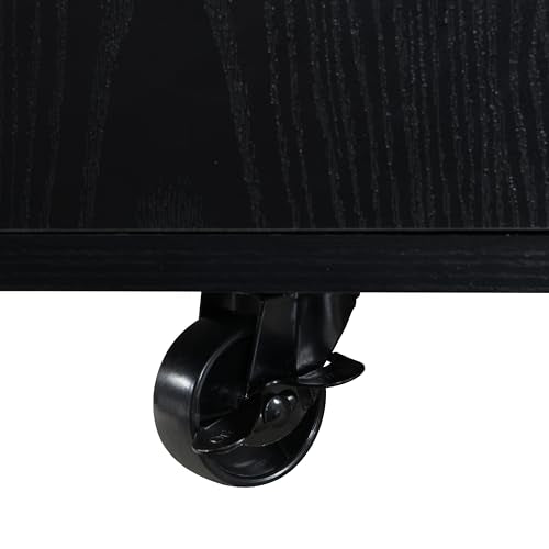 Christopher Knight Home Lucid Wooden Lift Top Coffee Table with Hidden Storage and 4 Stools, Center Table for Living Room with Compartment/Drawer, Multifunctional Table with Casters, Black Christopher Knight Home