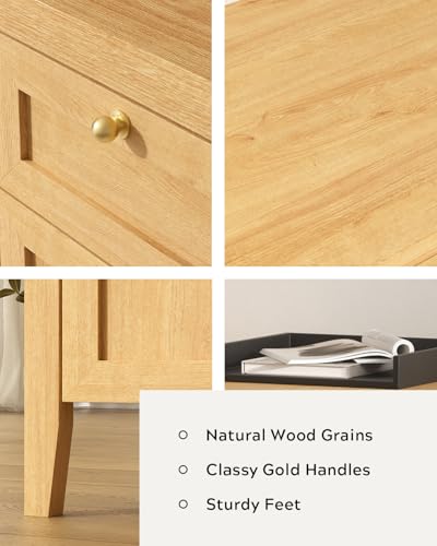 MoomJiee 52" Executive Desk with Storage Drawer, Farmhouse Home Office Desk with Storage Cabinet Wood Computer Writing Desk for Study Office, Natural Oak MoomJiee