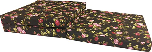 D&D Futon Furniture Trifold Foam Beds, Floor Tri-Fold Bed, Foldable Shikibuton Mattress Cushion Topper Mat for Space Saving Sleepover 3x27x75 in, Red Rose Black D&D Futon Furniture