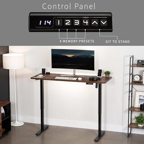VIVO Electric Height Adjustable 60 x 24 inch Memory Stand Up Desk, Rustic Vintage Brown Solid One-Piece Table Top, Black Frame, Standing Workstation with Preset Controller, 1B Series, DESK-KIT-1B6N VIVO