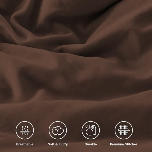 Andency Brown Queen Comforter Set (90x90Inch), 3 Pieces Lightweight Fluffy Ruffle Bedding Comforter Sets for Queen Bed, Farmhouse Shabby Chic Soft All Season Bed Set Andency