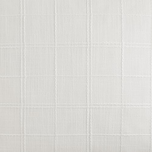 ZeeMart Linen Checked Throw Pillow Covers Set of 2, 18x18 Inch White/Natural White, Farmhouse Decorative Single Sided Grid Embroidered Couch Pillow Cases Cotton Linen Cushion Covers ZeeMart