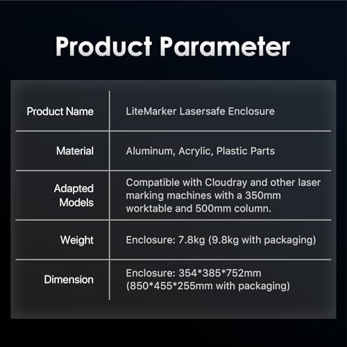 Cloudray Protective Cover Fiber Laser Enclosure 15.2"W x 29.6"H, Compatible with 500mm Lift Column Table, Safety Cover for Laser Engraver Cutter Machine Cloudray