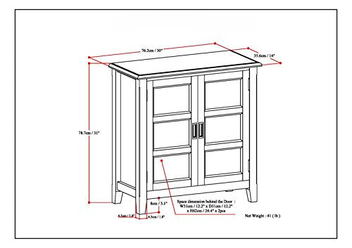 SIMPLIHOME Burlington SOLID WOOD 30 inch Wide Transitional Low Storage Cabinet in Mahogany Brown for the Living Room, Entryway and Family Room SIMPLIHOME