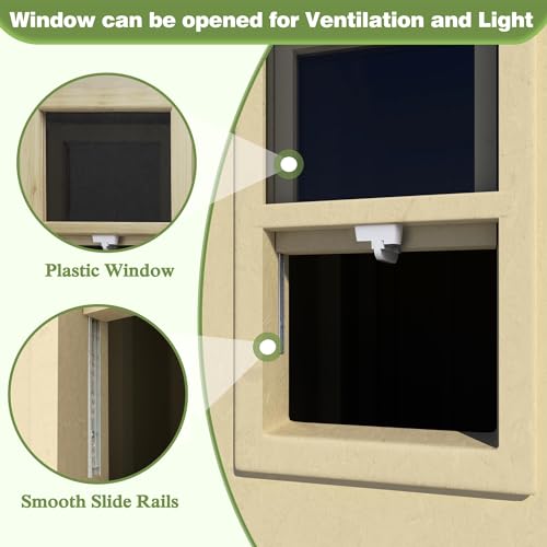 MUPATER 12 ft x 9 ft Outdoor Wood Shed with Metal Roof, Lean-to Storage shed Garden Furniture Tools with Lockable Door and Vents for Garden, Patio MUPATER