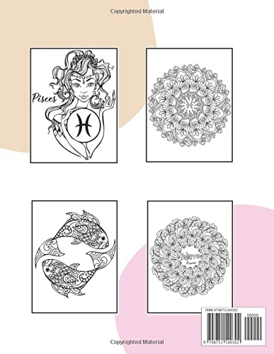 Pisces Coloring Book: Astrology Coloring Book for Pisces Zodiac Sign with Relaxing Designs Majosta