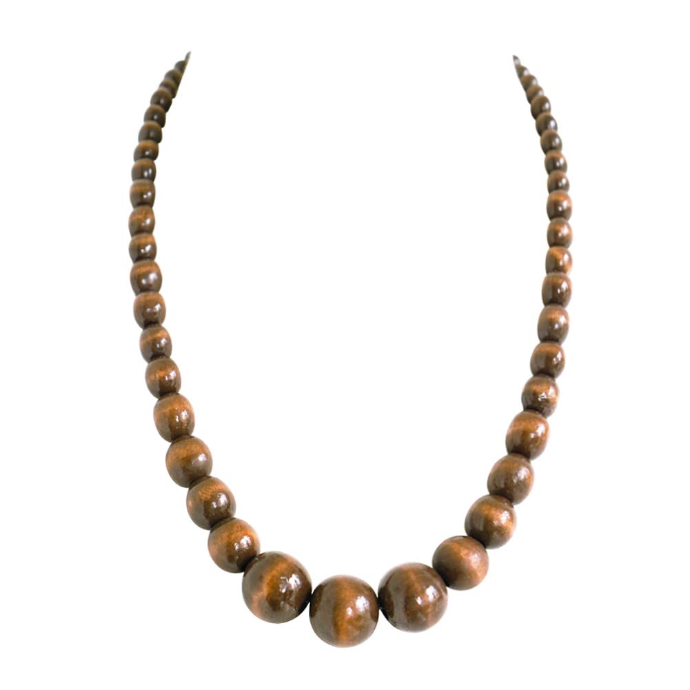 Xianli Wang Natural Wood Beads Necklace for Men Women Wooden Chain Unisex Chunky Bead Necklaces Xianli Wang