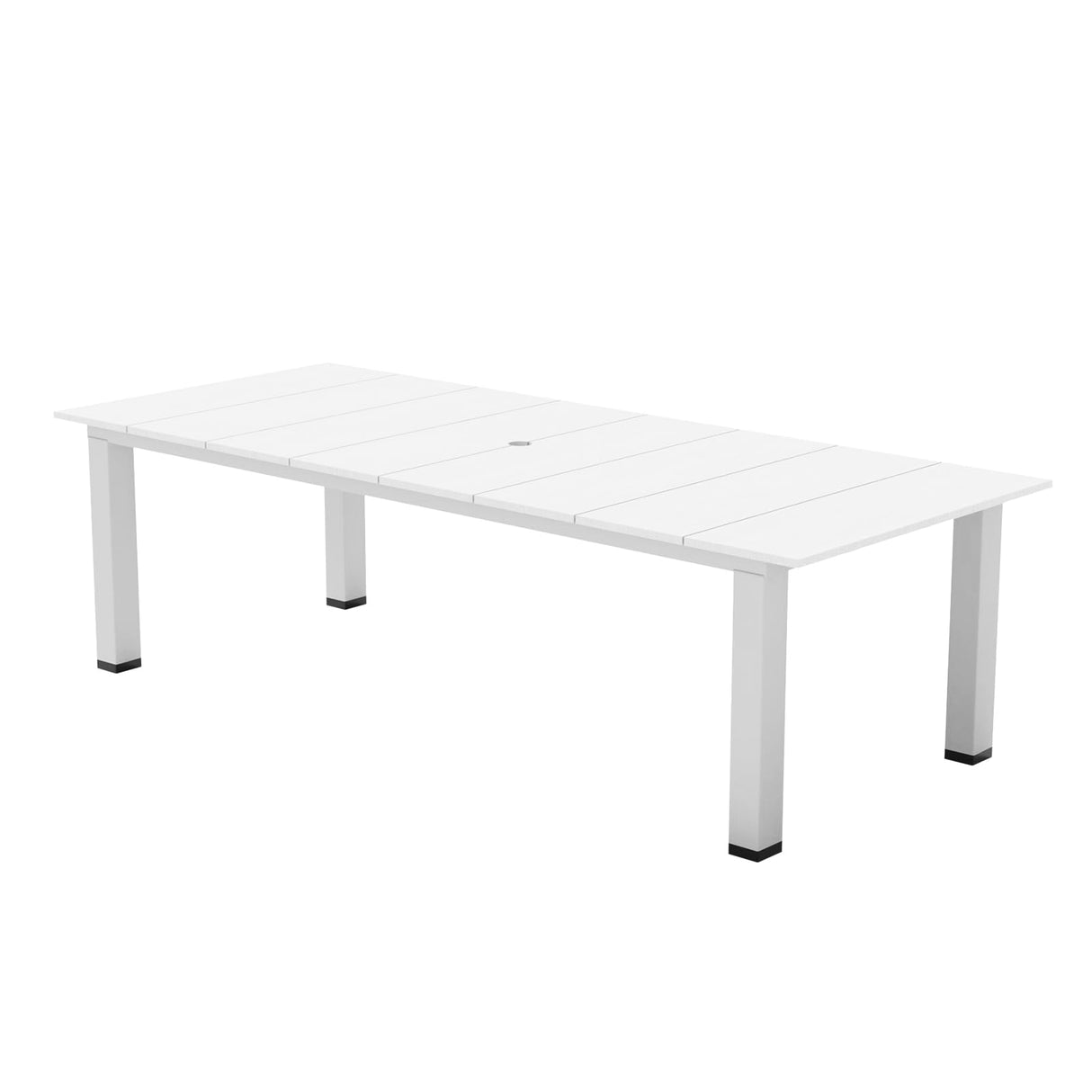 LOUNZY 75.2" HDPE Rectangle Outdoor Dining Table for 8, Oversized Patio Dining Table w/ 2" Umbrella Hole,White LOUNZY