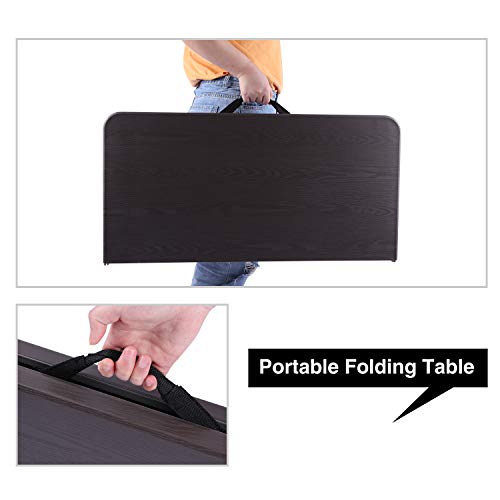 REDCAMP 34" Square Folding Card Table with Resin Top, Portable Fold in Half Small Card Tables with Collapsible Legs for Adults Indoor Outdoor Use, Brown REDCAMP