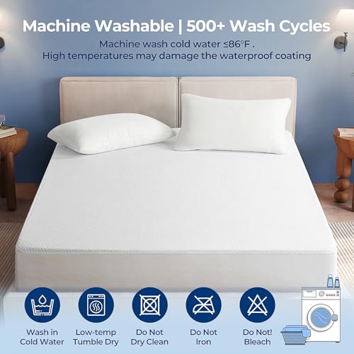 TASTELIFE Queen Size Bed Mattress Protector, Waterproof & Breathable Cooling Mattress Cover & Pad, Deep Pocket Fits 8-21”, Ultra-Soft Washable Sheet Protection TASTELIFE