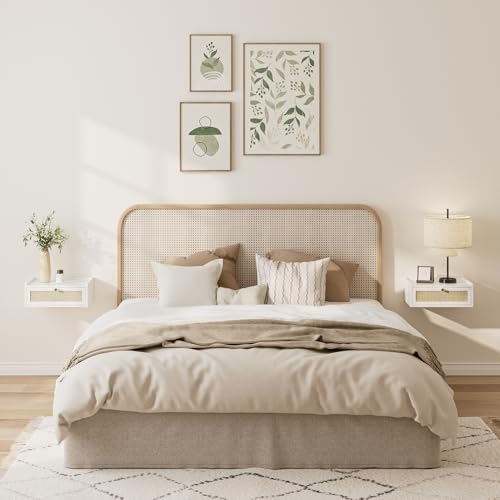 AEPOALUA Floating Nightstand,Wall Mounted Night Stand with Drawer,Small Floating Shelves,Floating Wood Bedside Table for Bedroom、Living Room、Bathroom(No Assembly) AEPOALUA