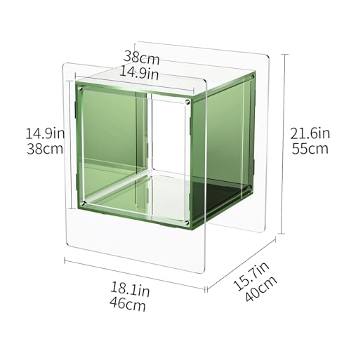 solaround Acrylic Nightstand, Bedside Table for Bedroom, Side Table, Record Player Stand, 18'' x 15.7'' x 21.6'', Green solaround