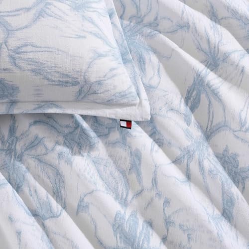 Tommy Hilfiger - Comforter Set, Luxuriously Soft Cotton Slub Bedding with Matching Shams, Abstract Inspired Design (Ethereal Floral Blue, Full/Queen) Tommy Hilfiger