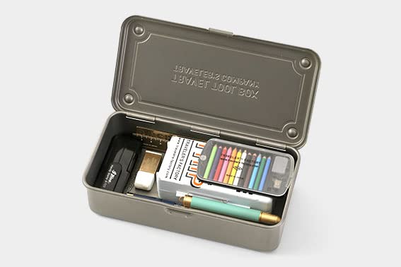 toyo steel tool box T-190 MG (MILITARY GREEN) H7.99×W4.29×D2.20inch Steel Trunk For Pegs, Metal fittings, Pen, Accessory, And Utility Knife Made In Japan toyo steel tool box