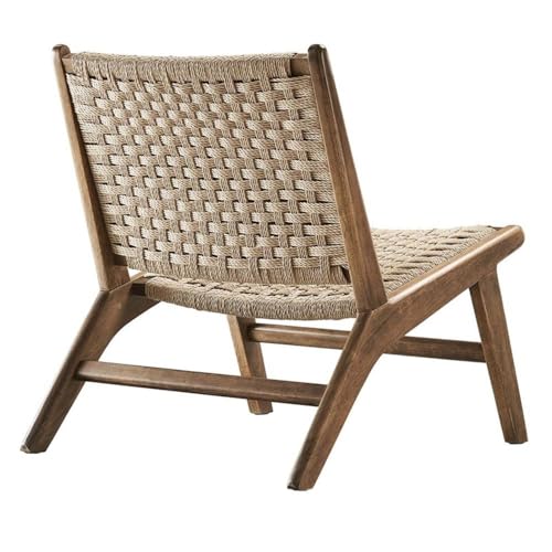 Modway Saoirse Woven Rope Wood Accent Lounge Chair in Walnut Natural