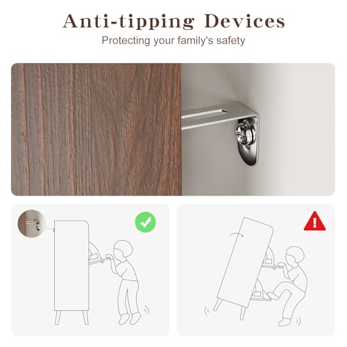 Wanfuder Shoe Storage Cabinet with 2 Flip Drawers & Adjustable Shelves,Narrow Shoe Cabinet Storage with Doors Side Hooks Wooden Shoe Rack Cabinet for Entryway,Hallway,Rustic Brown Wanfuder