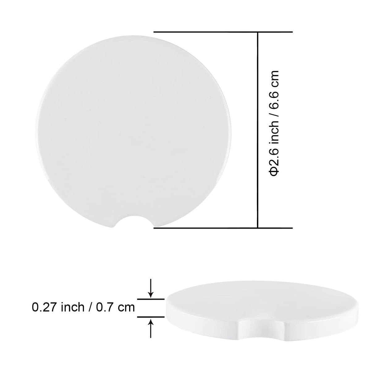 HUMNIC 10pcs Sublimation Blanks 2.6 Inch Ceramic Stone Car Cup Coasters with A Finger Notch for Easy Removal,Sublimation Blank Car Coaster,White Sandstone Car Coaster Sublimation Blanks HUMNIC