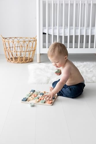 Pearhead Wooden Alphabet Puzzle, Easter Basket Stuffers Toddler Boys and Girls, Colorful ABC Letters, Interactive Learning Board Educational Toy, Baby and Toddler Ages 1+ Years Pearhead