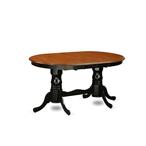 East West Furniture PLAN7-BCH-LC 7 Piece Dining Table Set Consist of an Oval Dining Room Table with Butterfly Leaf and 6 Faux Leather Upholstered Chairs, 42x78 Inch, Black & Cherry East West Furniture