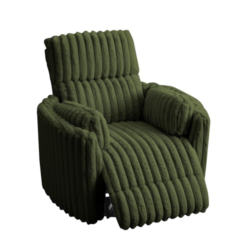 Jocisland Power Recliner Nursery Chair for Adults, Electric Swivel Rocking Glider with USB & Type-C, Soft Fabric Armchair with 2 Pillows, Cozy Reclining Sofa for Living Room, Bedroom, Green