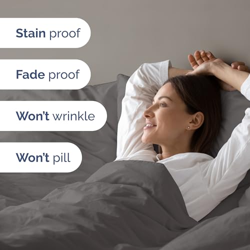 Duvet Cover Twin/Twin XL Size - Extra Soft Twin/Twin XL Size Duvet Cover - Breathable, Easy Care and Fade Free with Zipper Closures & Ties - 68" x 90" Inches - (Dark Grey) Comforter Not Included CGK Unlimited