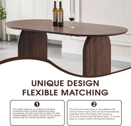 Tviorst 70.87" Oval Dining Room Table for 4-6, Mid Century Furniture Modern Kitchen Table with Thick Sturdy Wooden Base, Space-Saving for Kitchen, Living Room, Office Tviorst