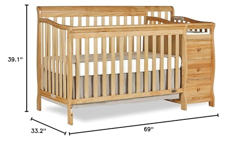 Dream On Me 5 in 1 Brody Convertible Crib with Changer, 33.2"L x 69"W x 39.1"H Dream On Me
