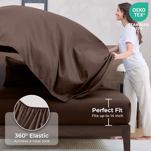 HEVUMYI Brown Queen Comforter Set - 7-Piece All Season Bed in a Bag Queen, Ultra Soft Bedding Set with Comforter, Flat Sheet, Fitted Sheet, Pillowcases, Pillow Shams HEVUMYI