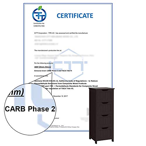 Stylish Espresso Wooden Bathroom Floor Cabinet with 4 Spacious Drawers Yaheetech