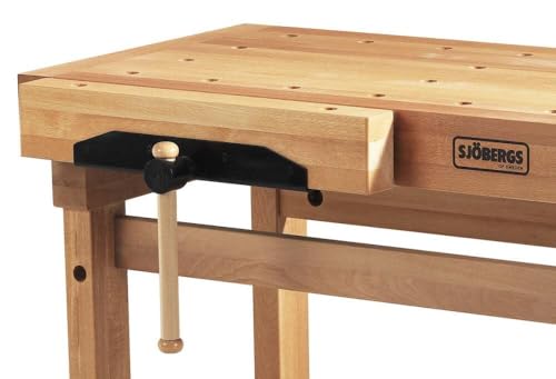 Sjobergs Elite 1500 Beech Woodworking Workbench with Dual Vises, Dog Holes & Modular Accessories – Professional European Shop Bench SJO-66703K (Elite 1500 Workbench + Cabinet SM03) Sjobergs