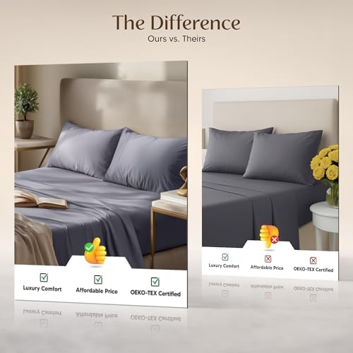 Utopia Bedding Full Sheet Set – 4 Piece Bed Sheets for Full Size Bed, Soft and Breathable Microfiber, Includes 1 Fitted Sheet, 1 Flat Sheet and 2 Pillowcases (Grey) Utopia Bedding