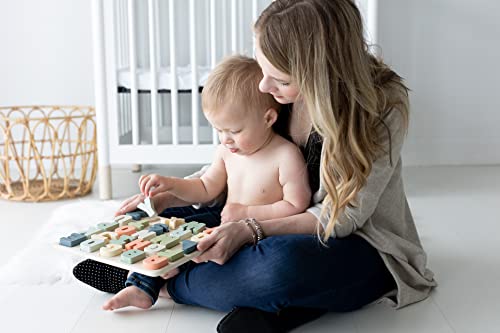 Pearhead Wooden Alphabet Puzzle, Easter Basket Stuffers Toddler Boys and Girls, Colorful ABC Letters, Interactive Learning Board Educational Toy, Baby and Toddler Ages 1+ Years Pearhead