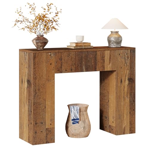 Tribesigns 39'' Farmhouse Console Table, Narrow Sofa Entryway Table with Drawer, Small Wooden Entrance Table for Living Room, Hallway, Foyer, Distressed Brown Tribesigns