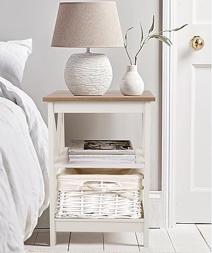 PHI VILLA End Table Living Room Set of 2 - Farmhouse Bed Side Table Nightstands for Bedroom, Ivory White Small Side Table PHI VILLA