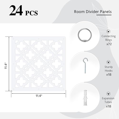 Boshen 24PCS Hanging Room Divider Wall Screen Panel Room Divider Panels Privacy Screen Divider Home Decor for Living Room Bedroom Home Office Restaurant Decor-Window Flower Boshen