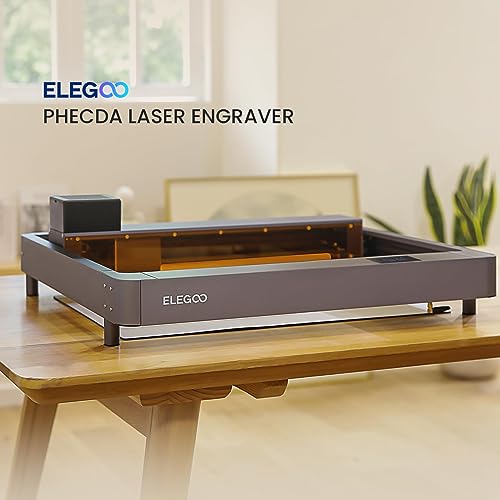 ELEGOO PHECDA 10000mW Laser Engraver & Cutter with Air Assist, CNC Laser Engraving and Cutting Machine for Wood and Metal, Dark Acrylic, 400x400mm Engraving Area (Basic), Laser Class 4 ELEGOO