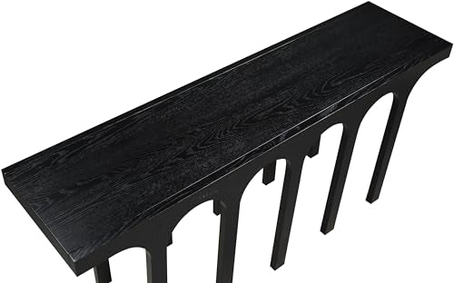 Meridian Furniture 99076Black-T Westfield Collection Art Deco Console Table with Rich Black Oak Finish, Oak Veneer, Mixture of Solid Wood and MDF, 70" W x 18" D x 31" H, Black Meridian Furniture