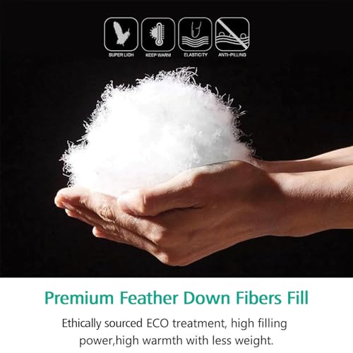 APSMILE Luxury 100% Organic Cotton All Season Down Feather Fibers Comforter Twin Size Duvet Insert, Fluffy Fill Power 34oz Medium Warmth Bed Comforter (68x90, Ivory White) APSMILE