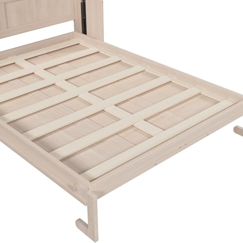 Modern Queen Size Murphy Bed Wall Bed with Light, Traditional Solid Wood Murphy Cabinet Bedframe, Can be Folded, Space-Saving Design XD Designs
