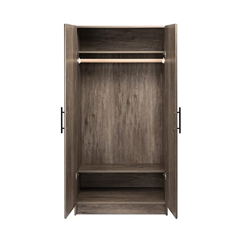 Prepac Elite 32" Storage Cabinet Closet, Gray Storage Cabinet, Linen Cabinet, Wardrobe Cabinet with Hanging Rail and Shelves 20" D x 32" W x 35" H, DEW-3264 Prepac