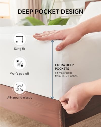 Kmall King Size Cooling Waterproof Mattress Protector Pad Cover, Breathable Fitted Sheet Style Deep Pocket-Noiseless,Vinyl,PVC Free,Waterproof Bed Matress Cover Washable for Home, Bedroom, Hotel Kmall