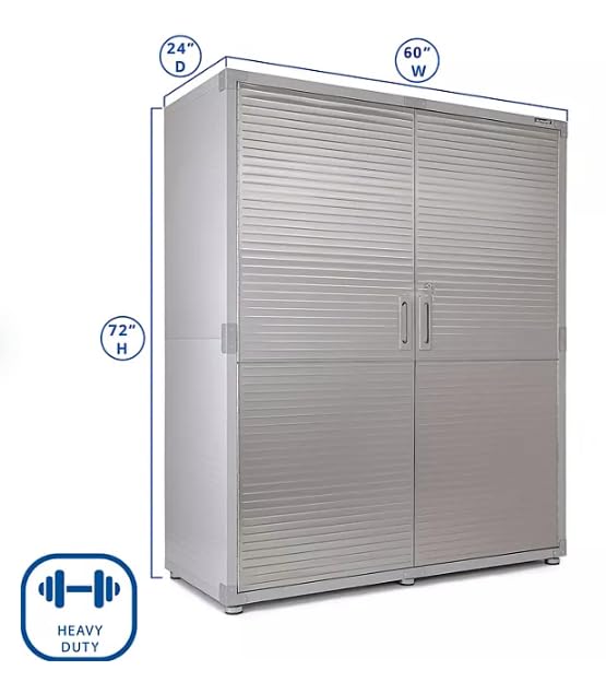 Solid Stainless Steel Lockable Extra Wide MEGA Storage Cabinet, 60" W x 24" D x 72" H (Granite Gray) Generic