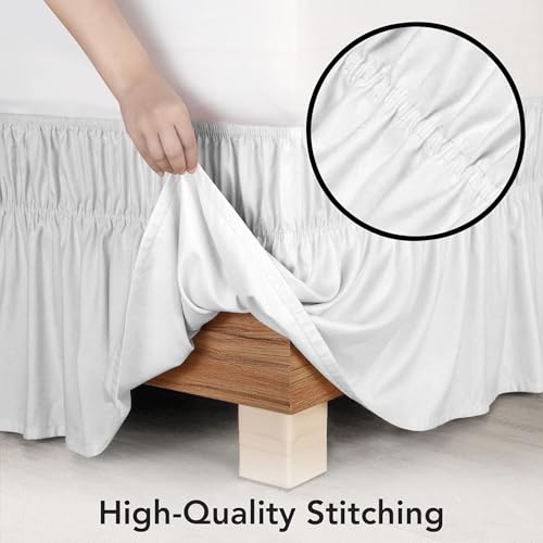 Utopia Bedding Full Elastic Bed Ruffle - Easy Wrap Around Ruffle - Microfiber Bed Skirt with Adjustable Elastic Belt 16 Inch Tailored Drop - Hotel Quality Bedskirt, Fade Resistant (Full, White) Utopia Bedding
