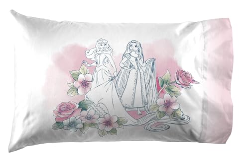 Jay Franco Kids Sheet Set with Fitted, Flat Sheets & Pillow Cover - Ultra-Soft Bedding with Pillowcase for Room Decor, Pink - Disney Princess, 4 Piece Full Jay Franco